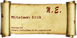 Mitelman Erik névjegykártya